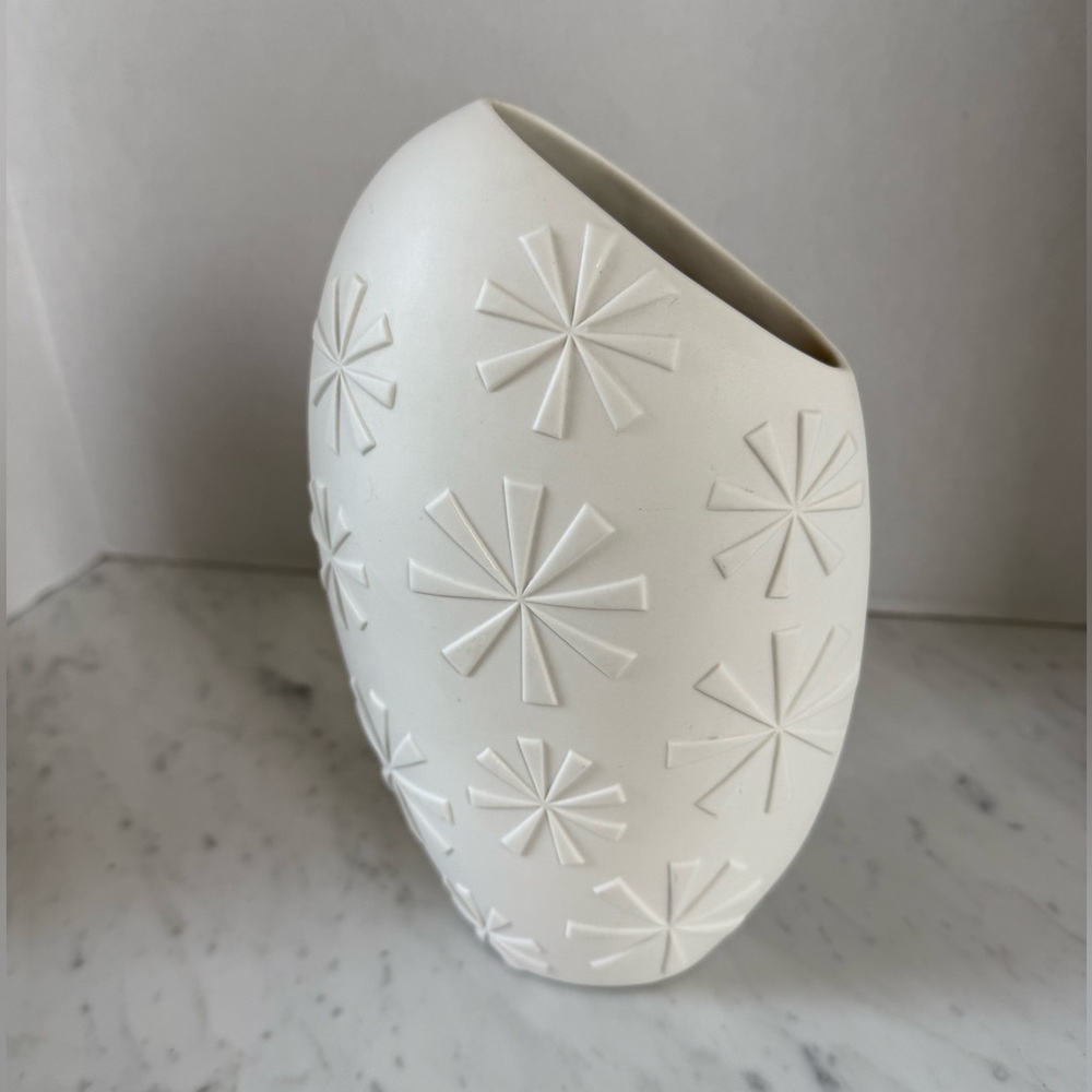 Jonathan Adler Charade Slice Vase Matte White Porcelain